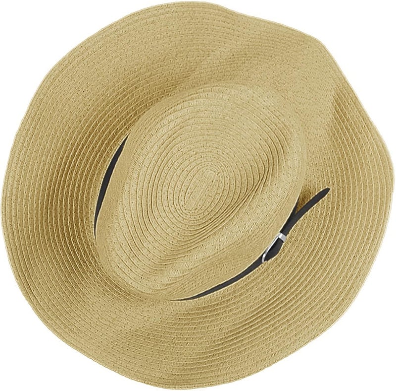 Holiberty Mens Straw Cowgirl Cowboy Hat Women Floppy Packable Wide Brim Sun Hat UPF50 Western Panama Travel Beach Cap Fedora Bucket Hat - Image 3
